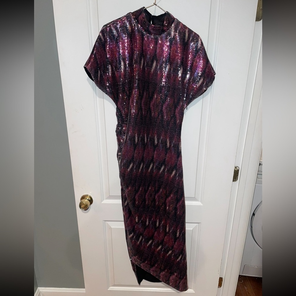 New! MISA Los Angles Divia Sequin Midi Dress in Pink & Purple 🩷 Small NWT! - Picture 11 of 16